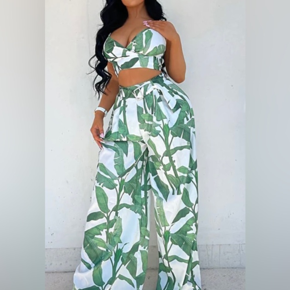 Tropical Leaf pant set size XL